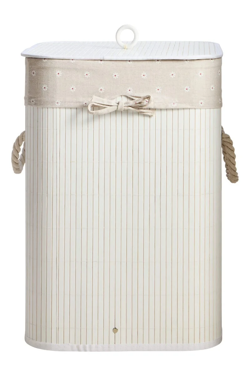 Kankyo White Bamboo Laundry Hamper