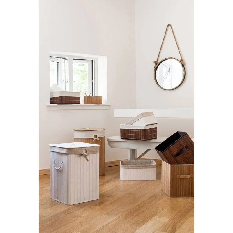 Kankyo White Bamboo Laundry Hamper