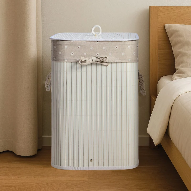 Kankyo White Bamboo Laundry Hamper