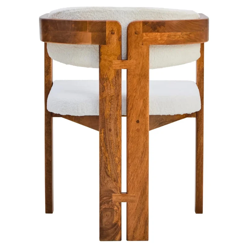 Torello Boucle Fabric and Mango Wood Dining Chair