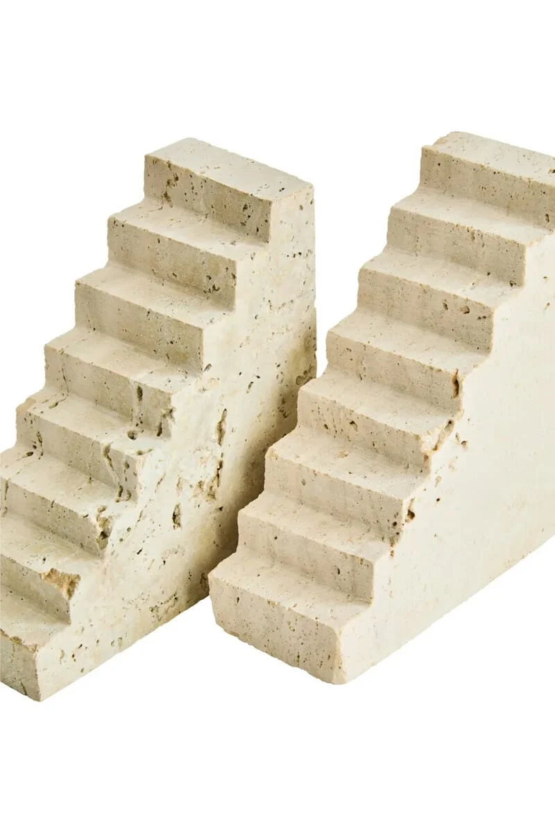 Tibor Travertine Set of Two Stair Design Bookends