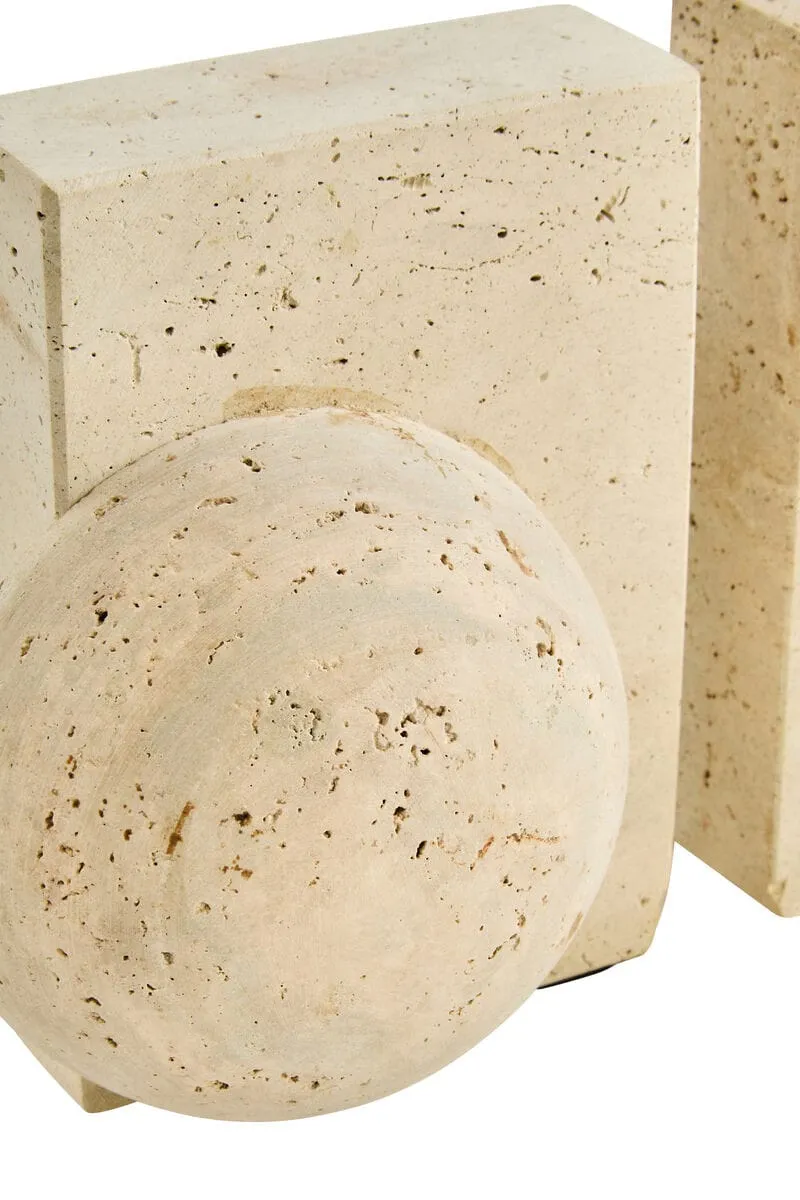 Tibor Travertine Set of Two Spherical Bookends