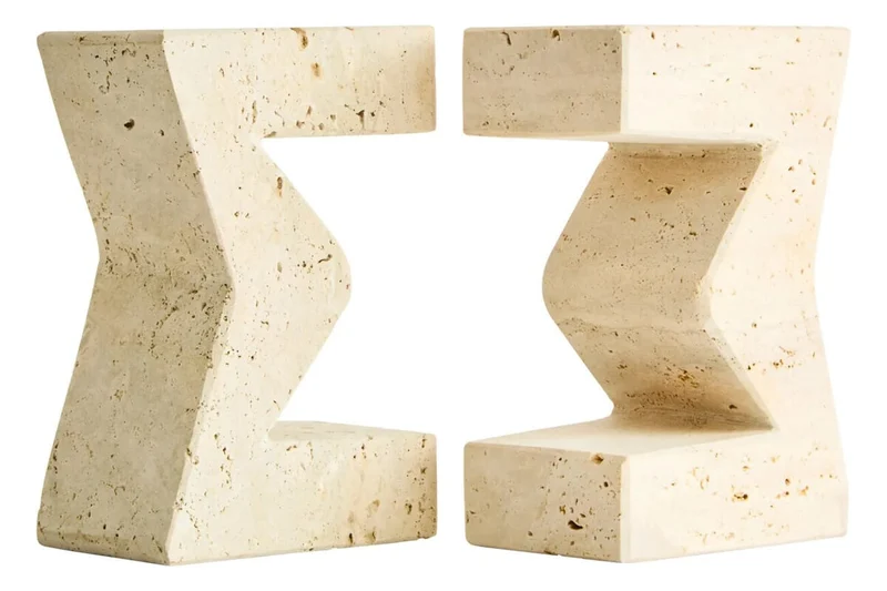 Tibor Travertine Set of Two Sigma Bookends