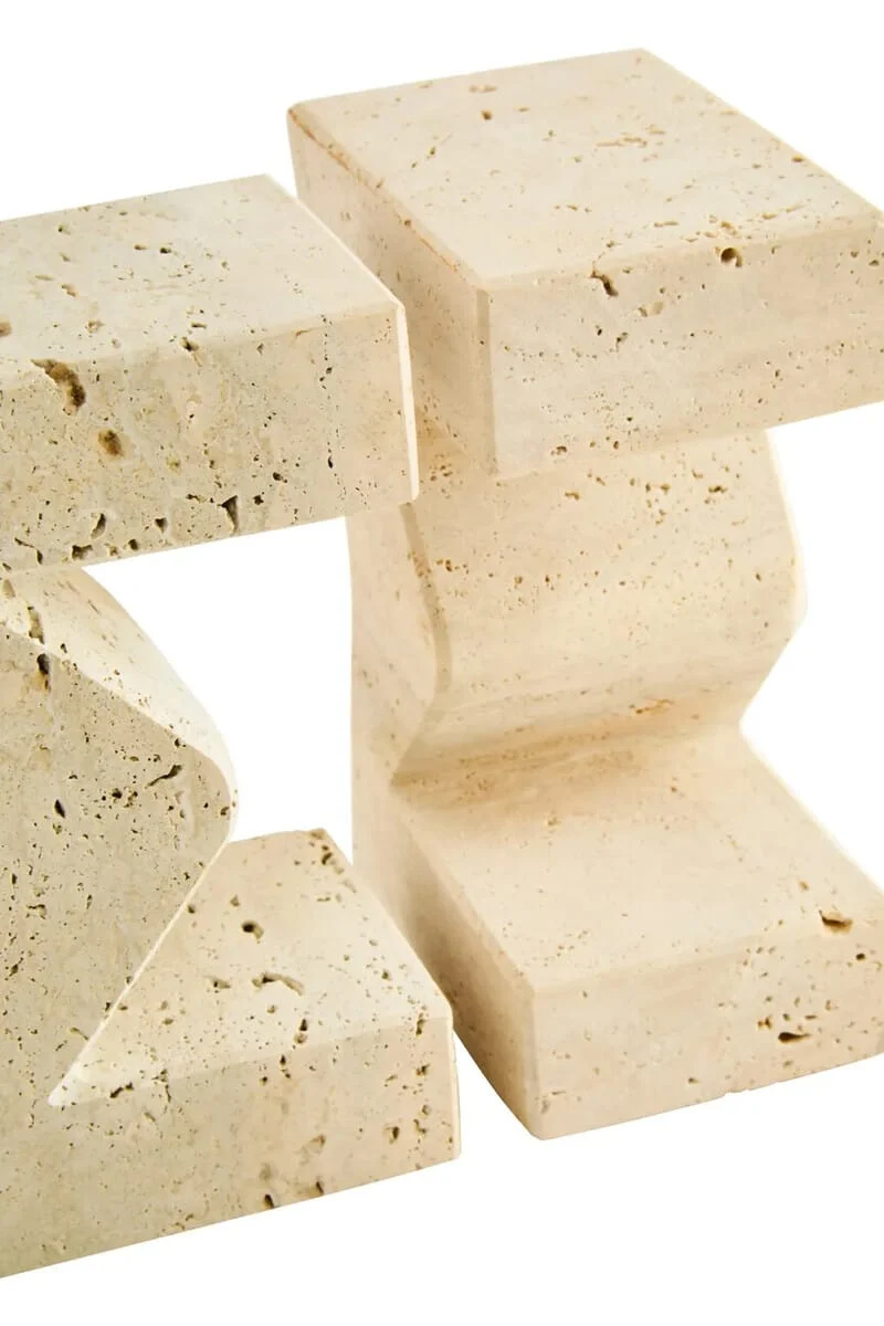 Tibor Travertine Set of Two Sigma Bookends