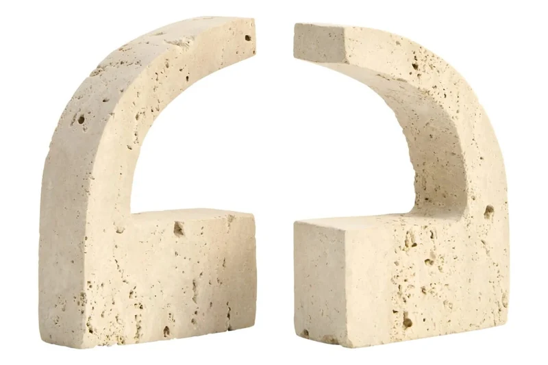 Tibor Travertine Set of Two Comma Bookends