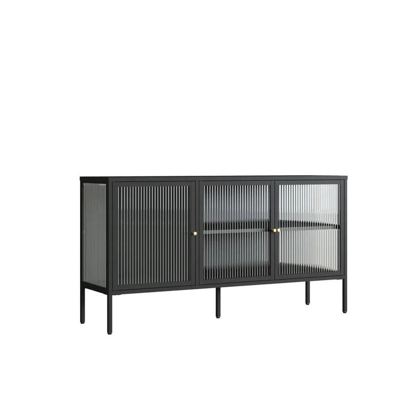 Addison Black Metal and Fluted Glass Door Sideboard