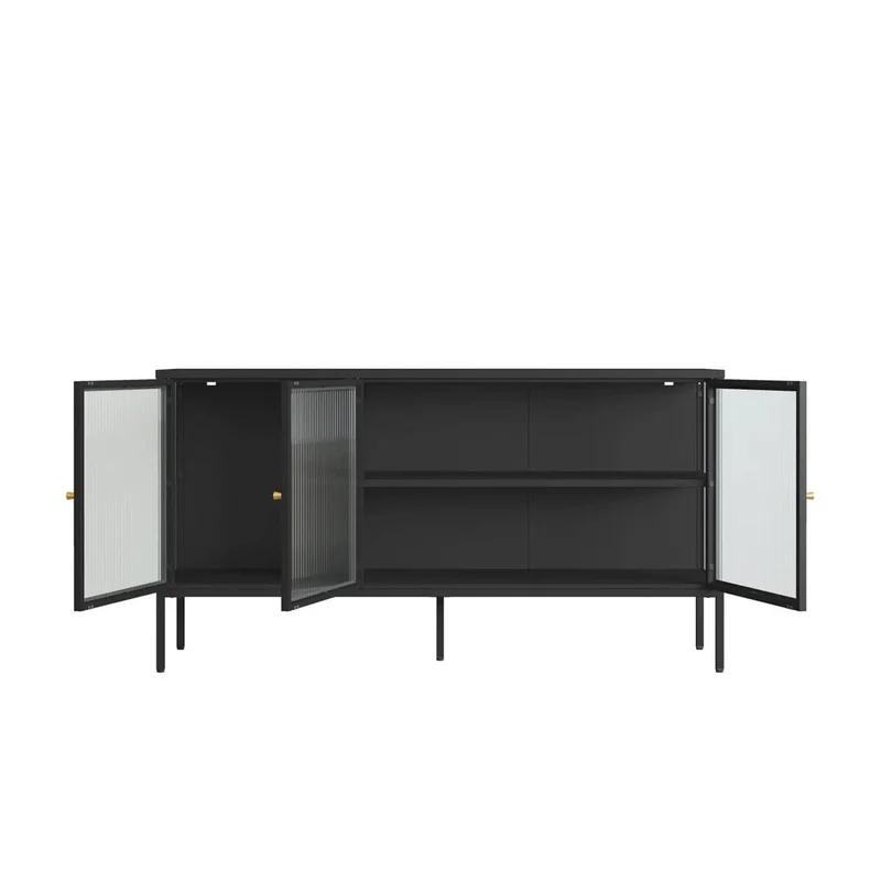 Addison Black Metal and Fluted Glass Door Sideboard