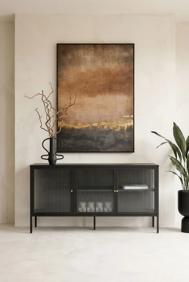 Addison Black Metal and Fluted Glass Door Sideboard