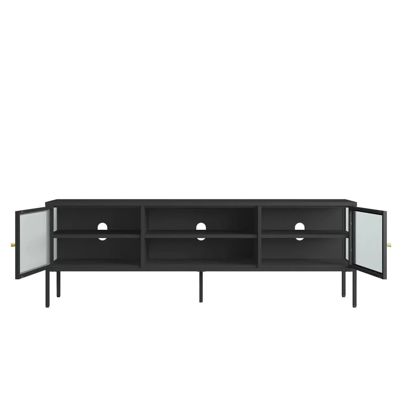 Addison Black Metal and Fluted Glass Door Media Unit