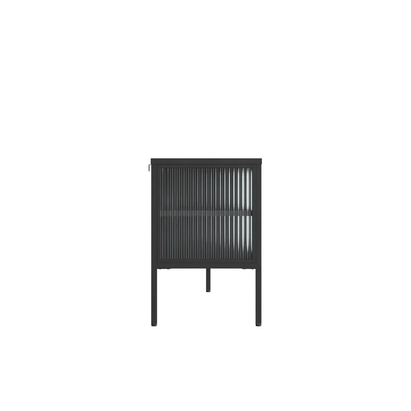 Addison Black Metal and Fluted Glass Door Media Unit