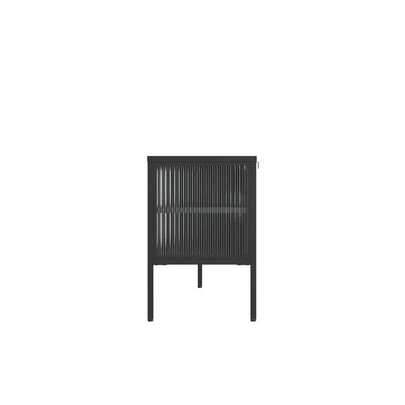 Addison Black Metal and Fluted Glass Door Media Unit