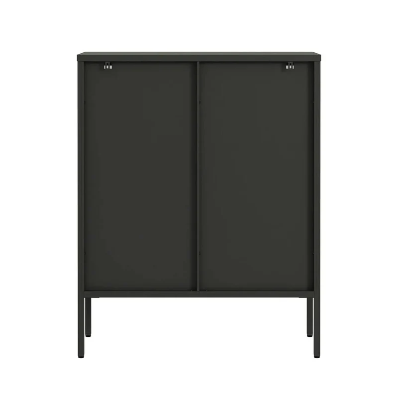 Addison Black Metal and Fluted Glass Door Cabinet