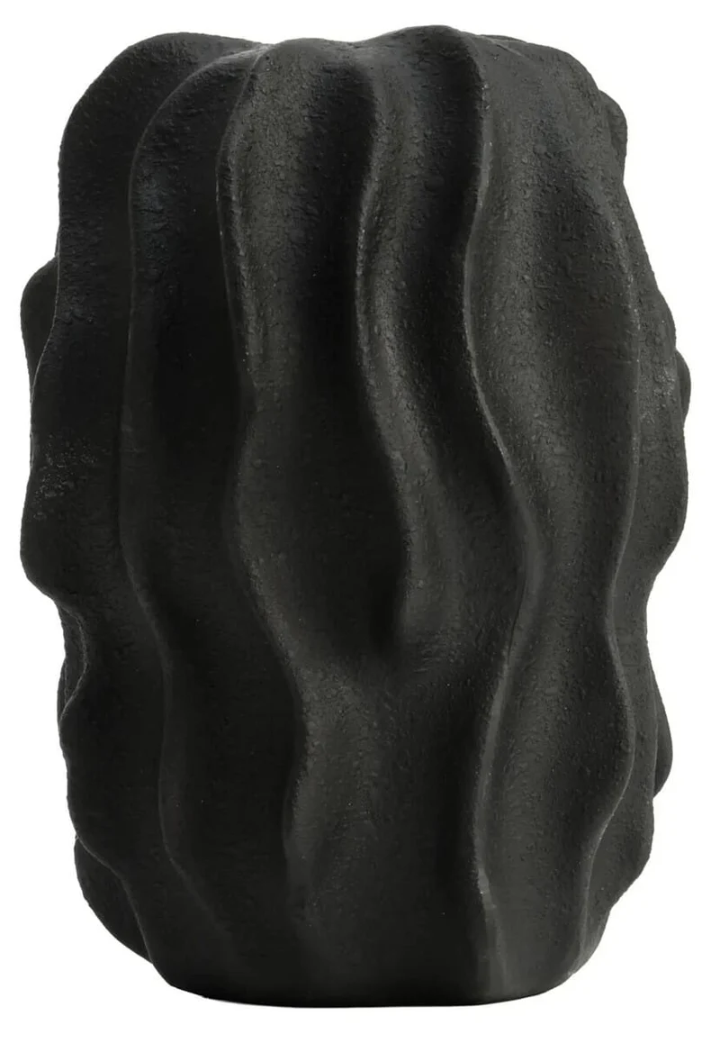 Broc Small Black Textured Vase