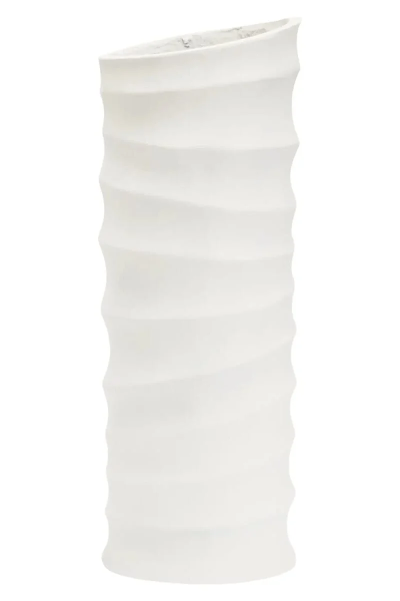 Mira Small Ivory Finish Rippled Vase