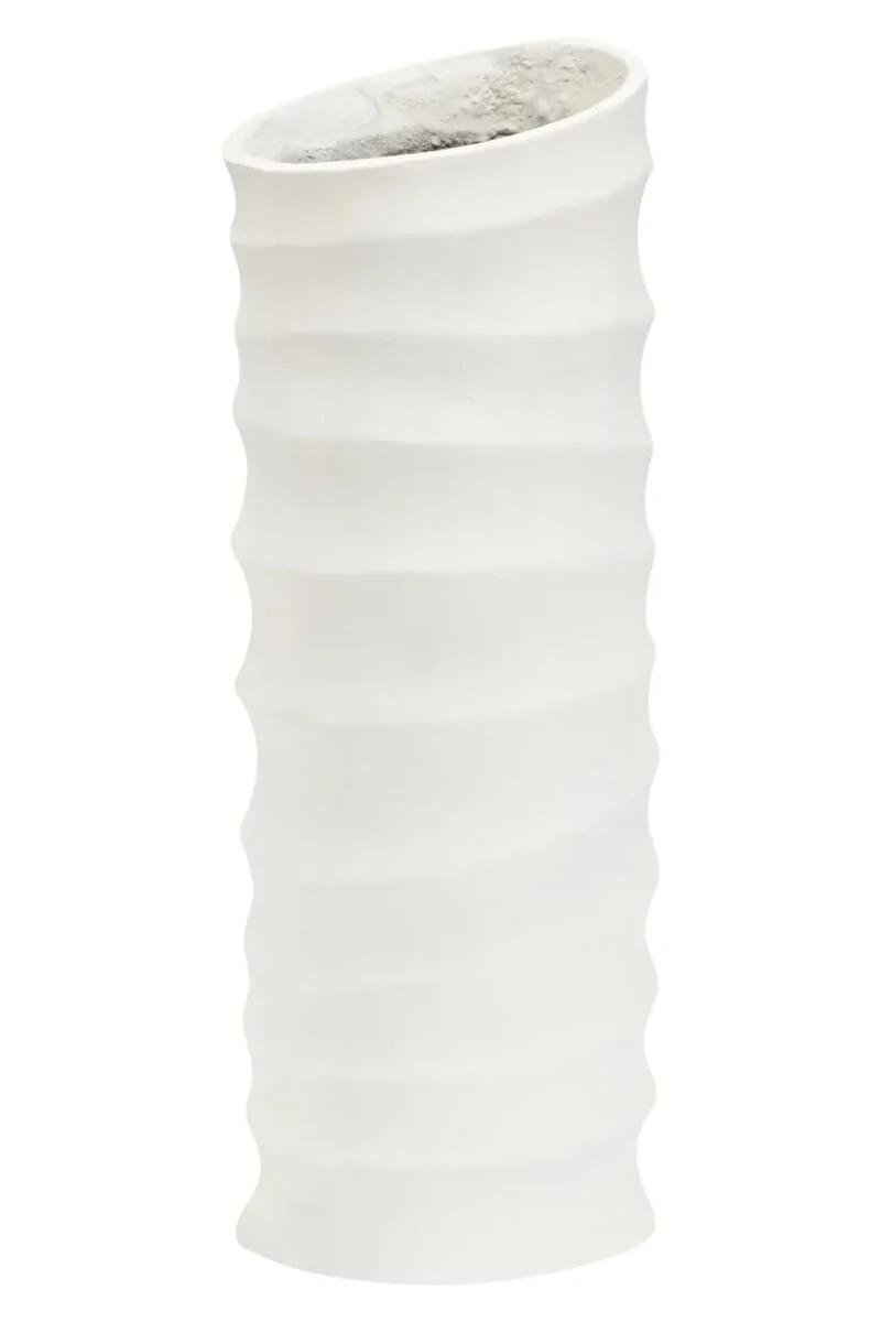 Mira Small Ivory Finish Rippled Vase