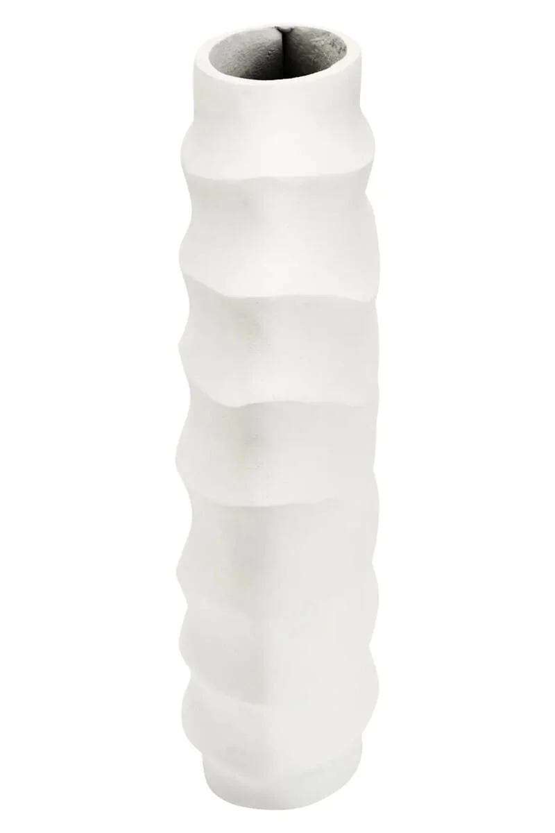 Mira Small Ivory Finish Rippled Round Vase