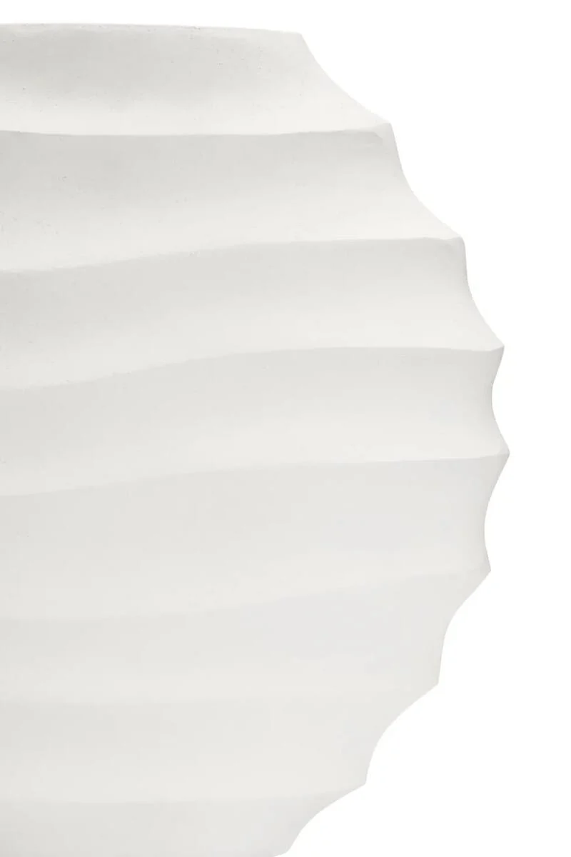 Mira Small Ivory Finish Rippled Round Vase