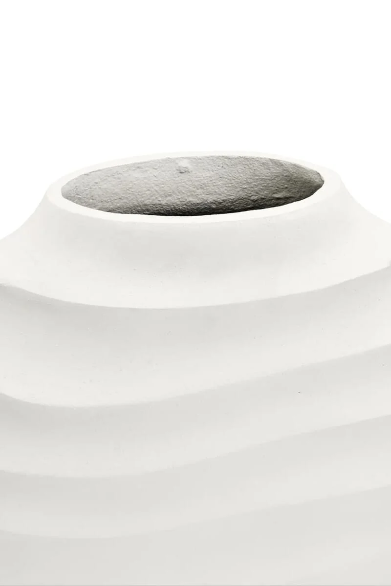Mira Small Ivory Finish Rippled Round Vase