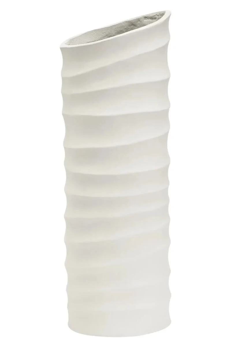 Mira Large Ivory Finish Rippled Vase