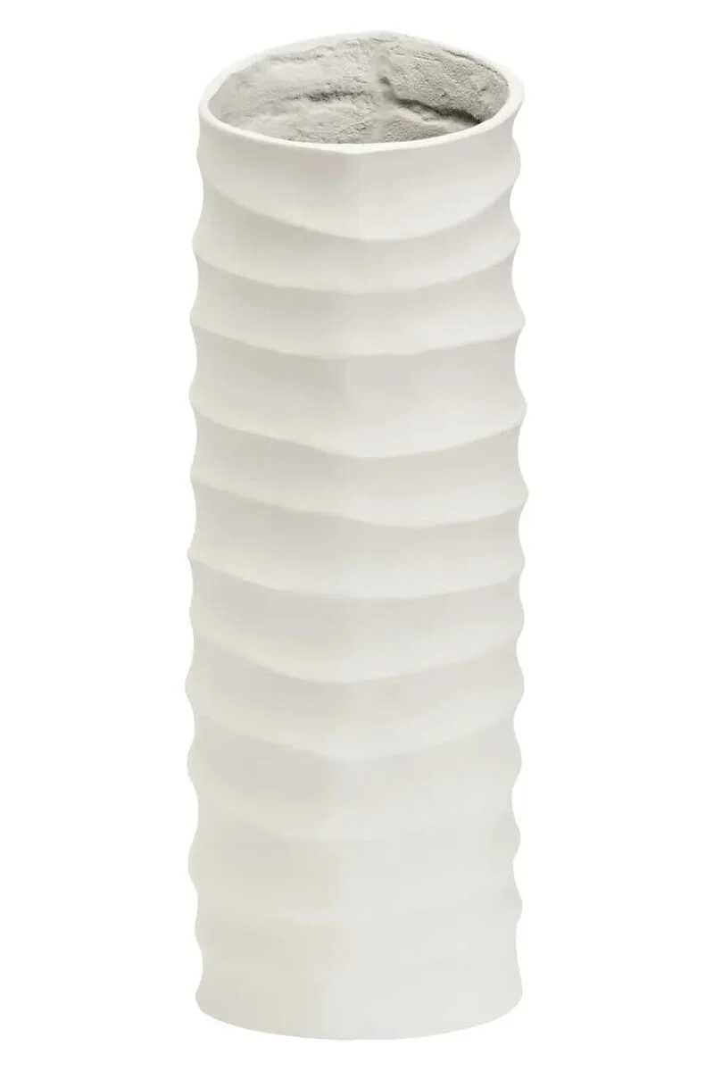 Mira Large Ivory Finish Rippled Vase