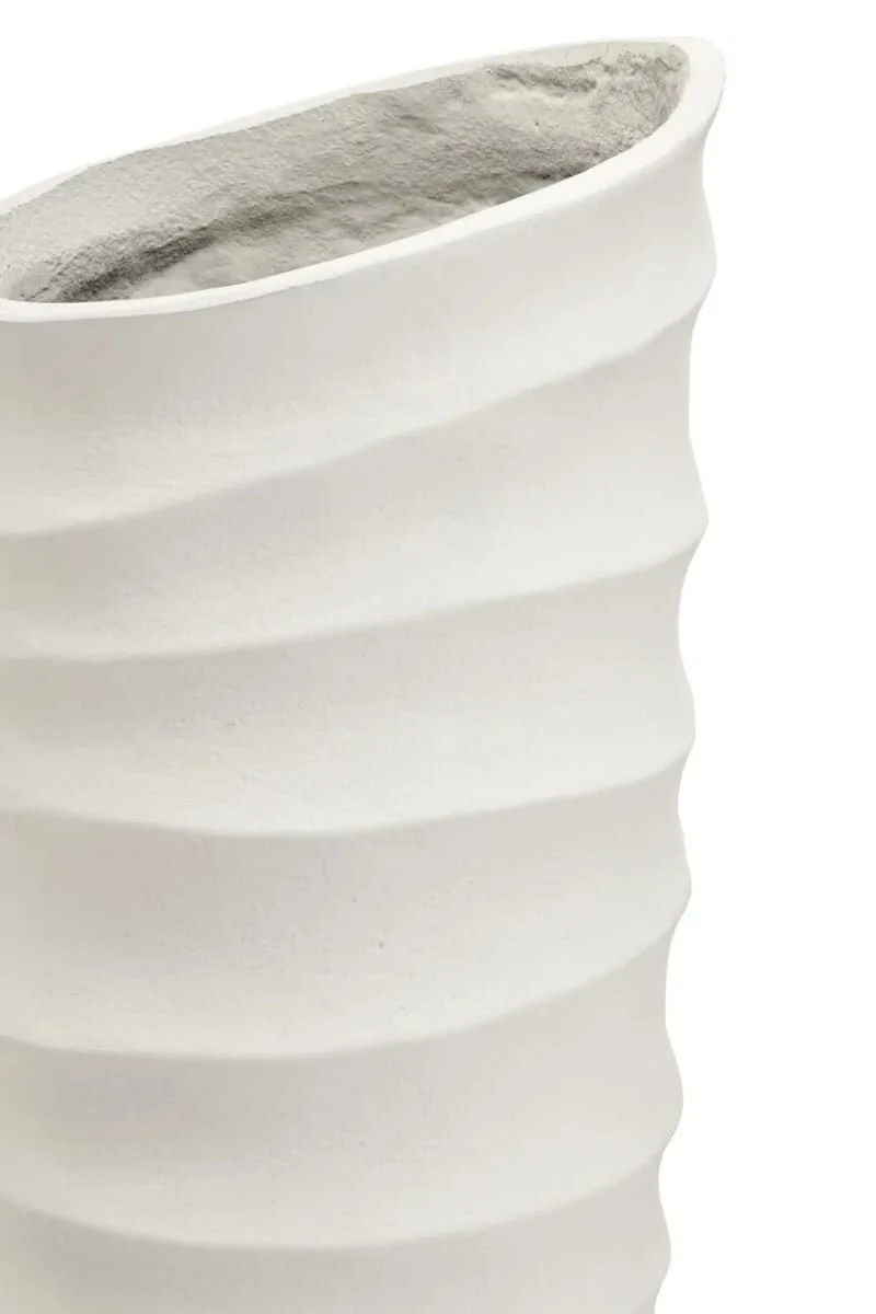 Mira Large Ivory Finish Rippled Vase