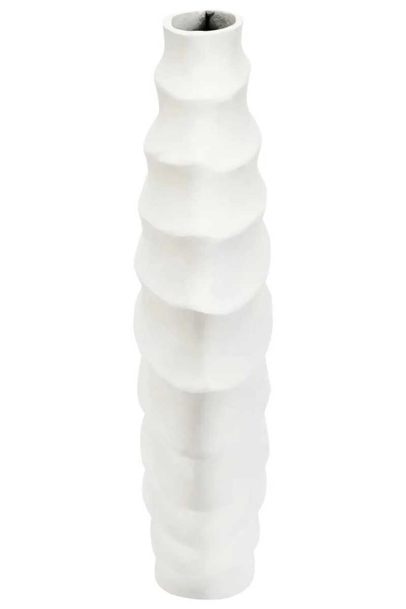 Mira Large Ivory Finish Rippled Round Vase