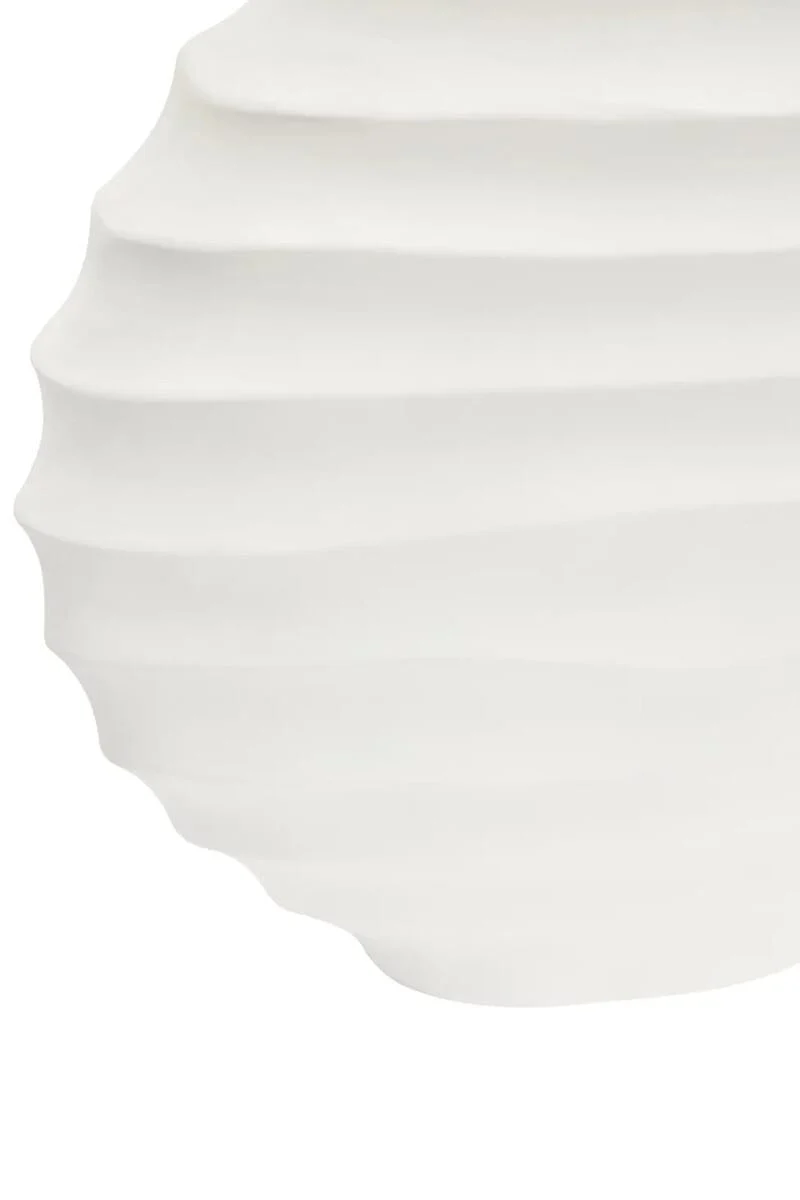 Mira Large Ivory Finish Rippled Round Vase