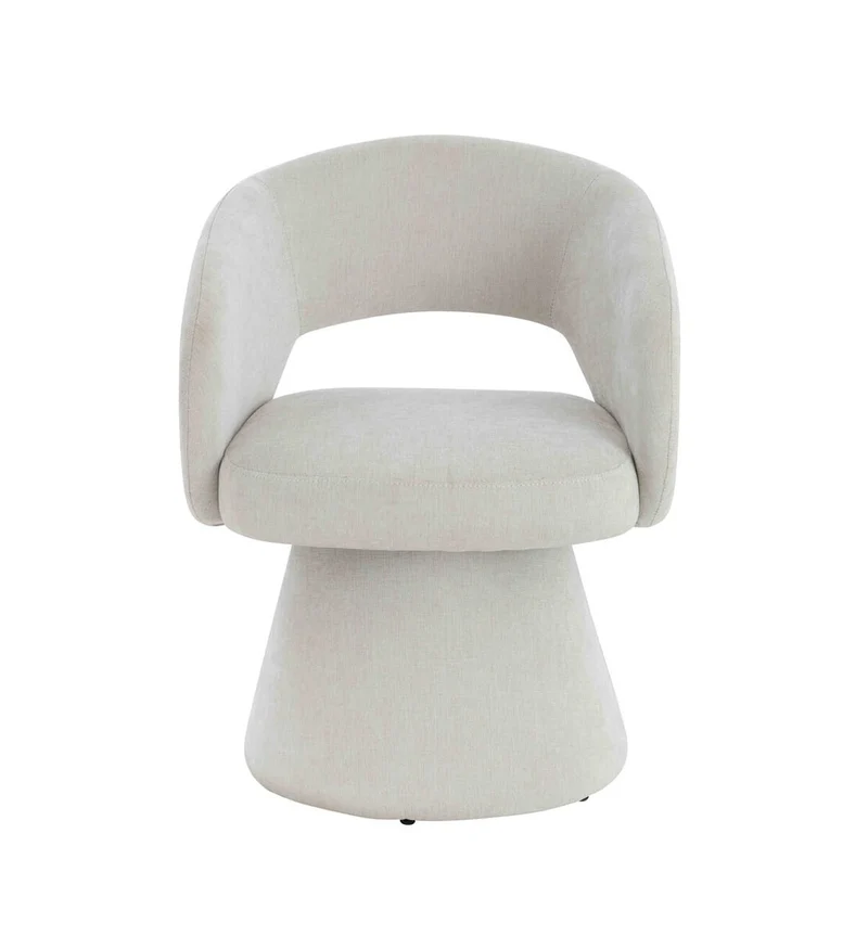 Maxwell Textured Beige Fabric Curved Swivel Dining Chair