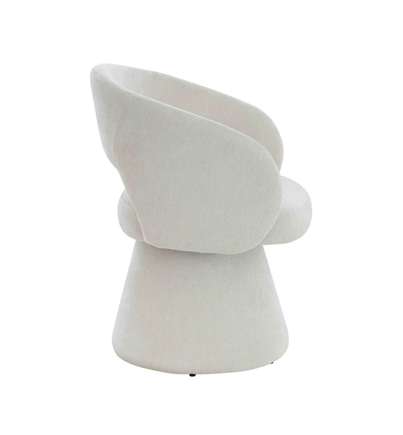 Maxwell Textured Beige Fabric Curved Swivel Dining Chair
