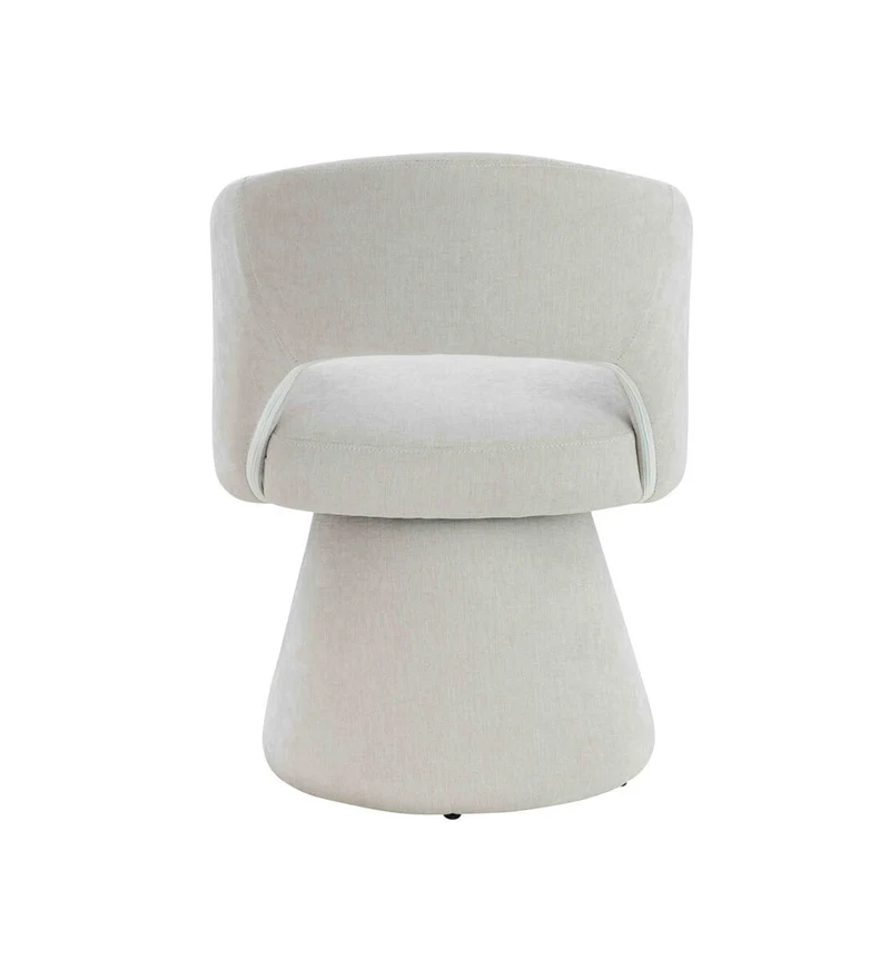 Maxwell Textured Beige Fabric Curved Swivel Dining Chair