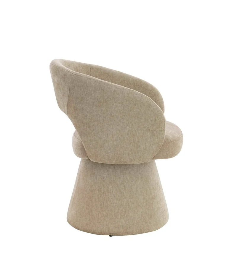 Maxwell Stone Chenille Curved Swivel Dining Chair