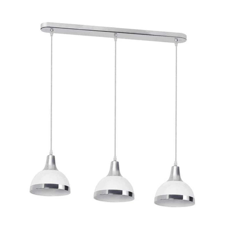 Vermont Three White and Chrome Shade Pendant Light
