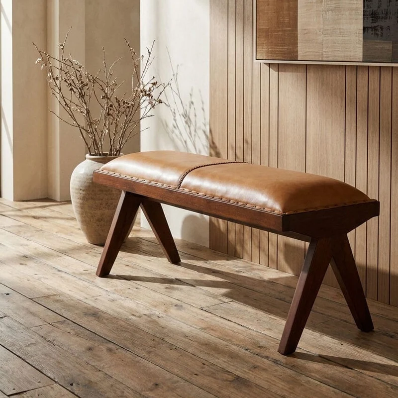 Inca Tan Leather Bench