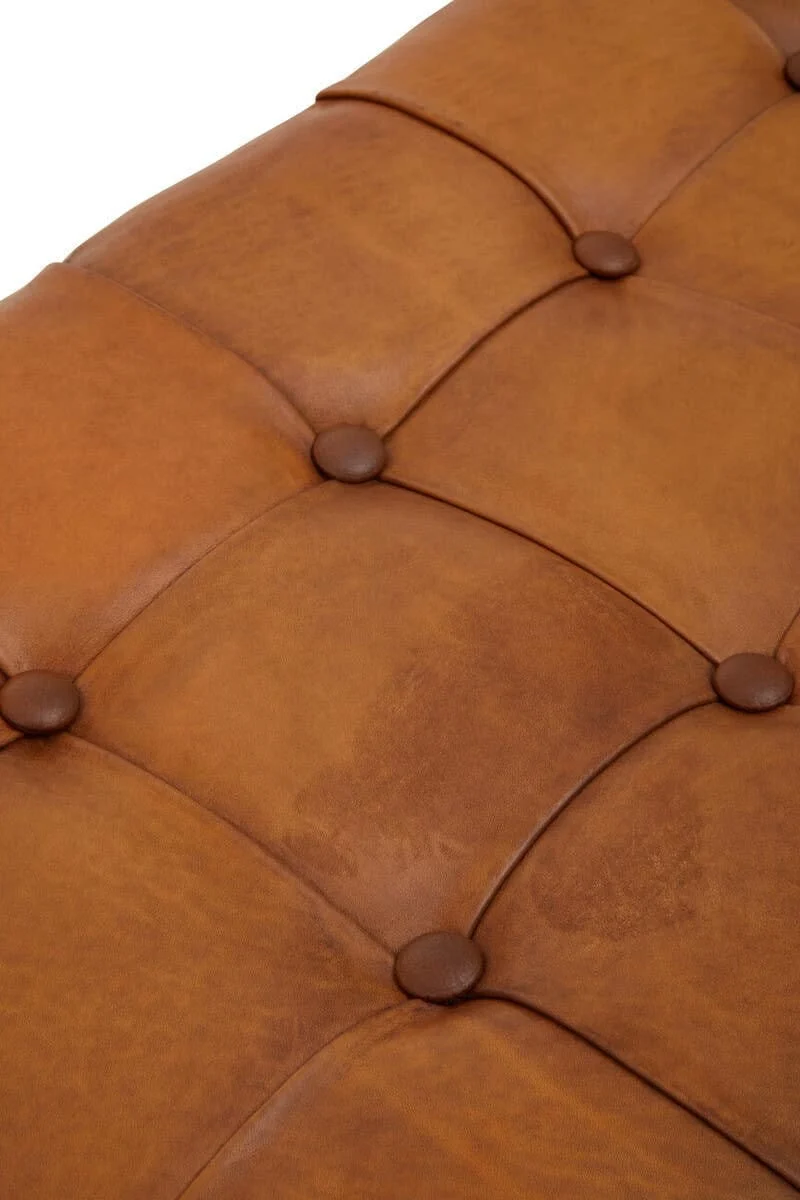 Inca Brown Leather Bench with Cedarwood Base