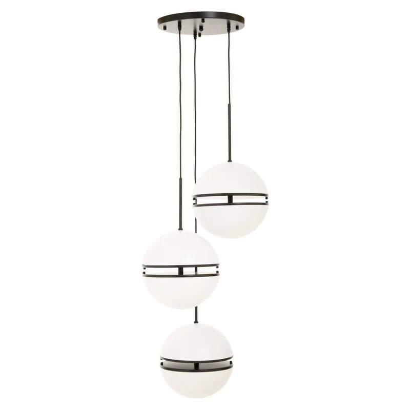 Abira Three Ball Matt Black Pendant Light
