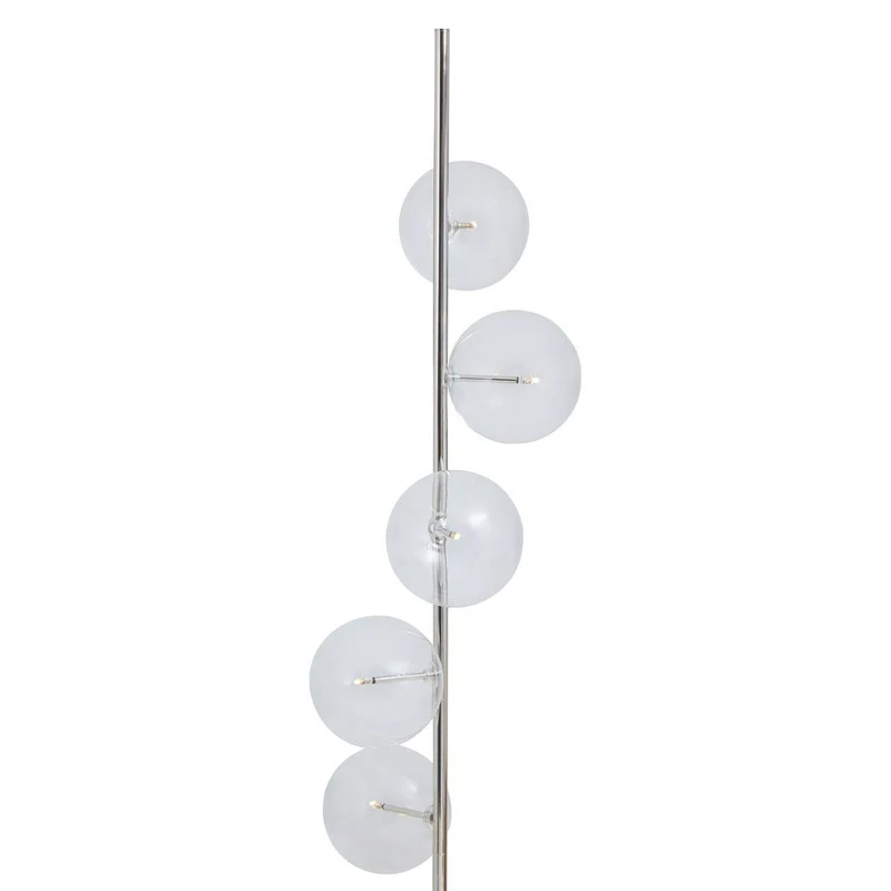 Abira White Marble and Nickel Finish 5 Bulb Floor Lamp