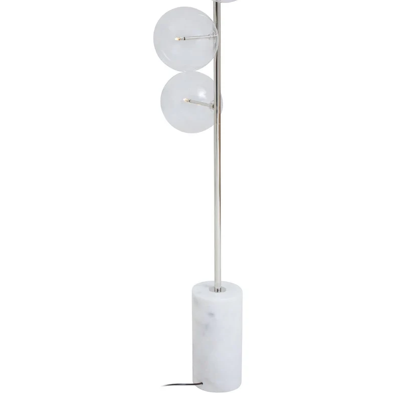 Abira White Marble and Nickel Finish 5 Bulb Floor Lamp