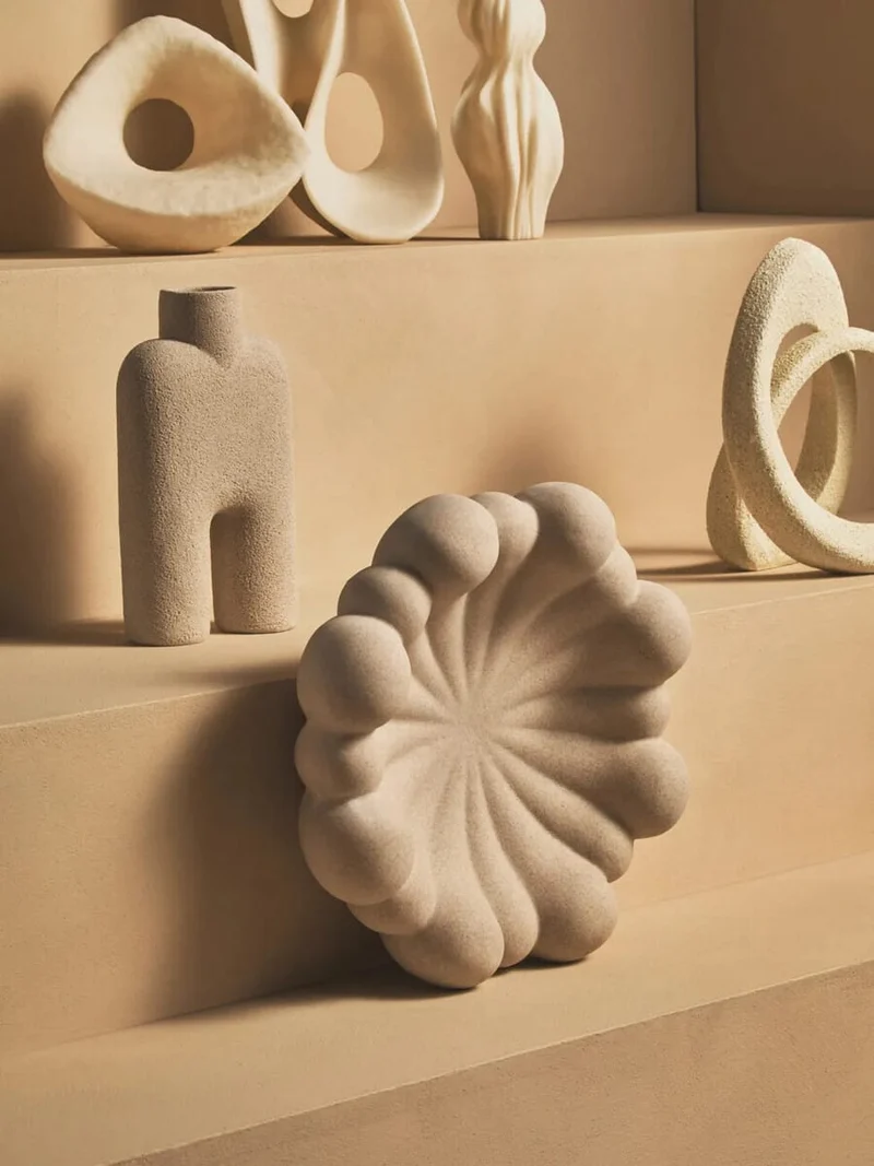 Broc Cream Textured Geometric Sculpture