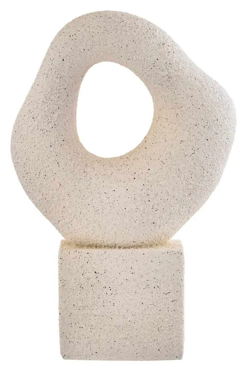 Broc Cream Textured Abstract Loop Sculpture On Pedestal