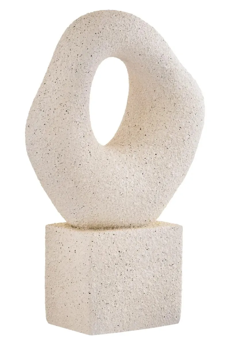 Broc Cream Textured Abstract Loop Sculpture On Pedestal
