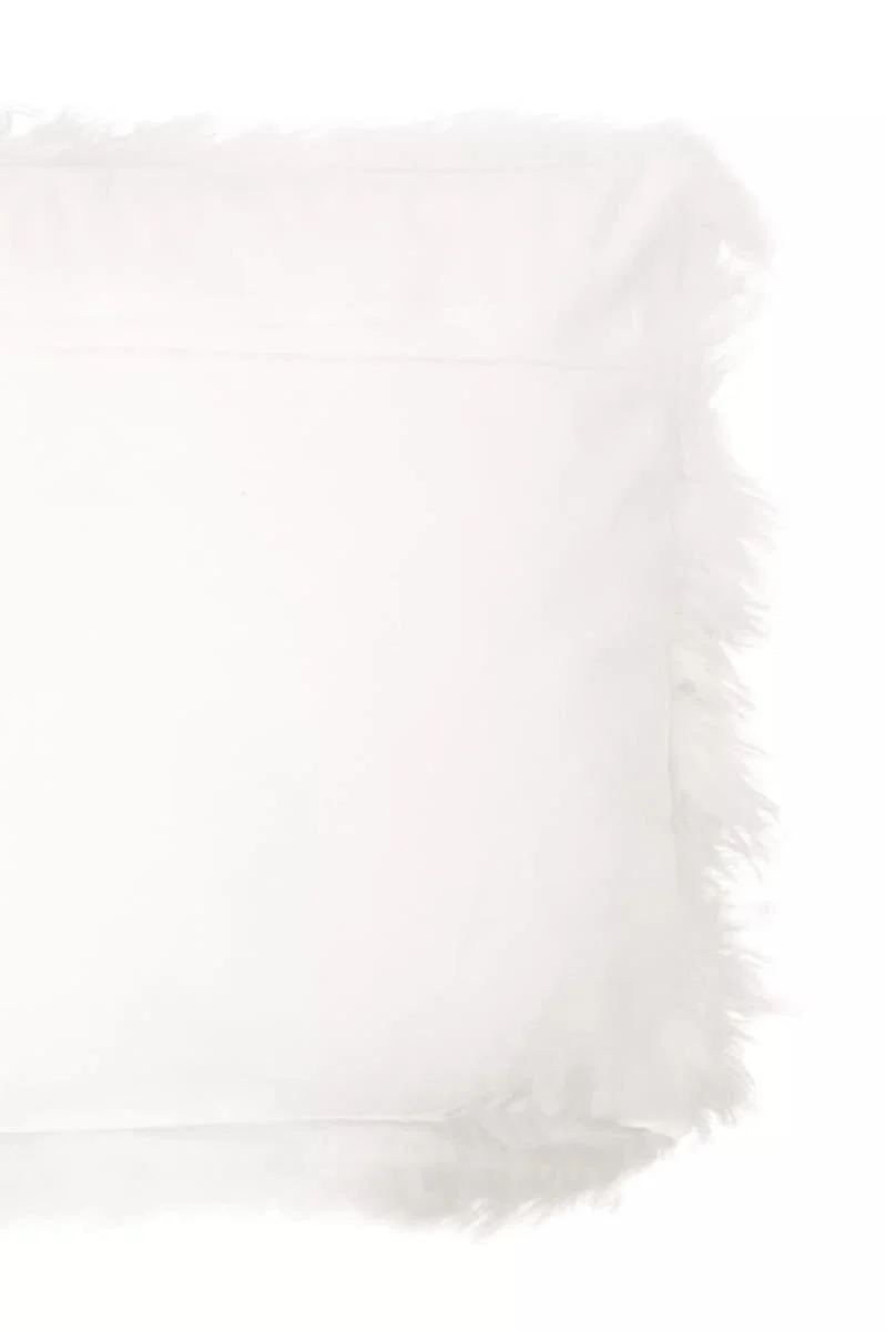 Bosie Real Mongolian Fur White Square Cushion