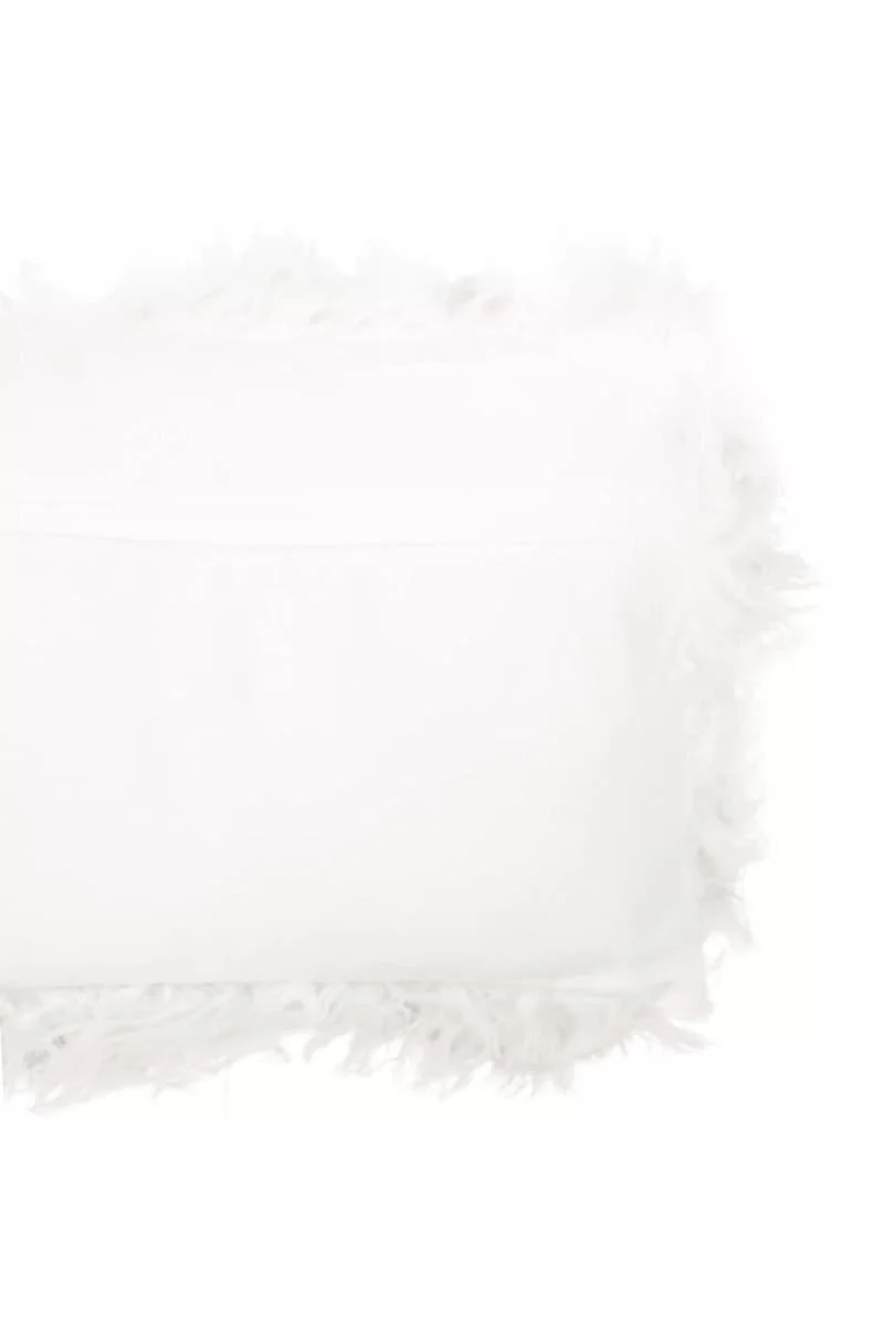 Bosie Real Mongolian Fur White Rectangular Cushion