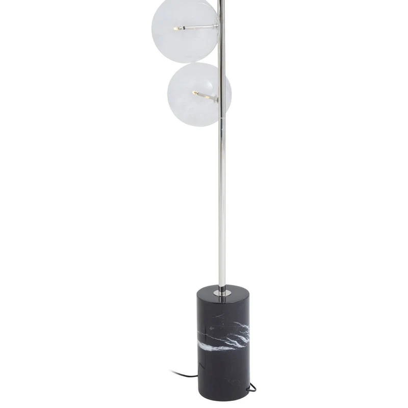 Abira Black Marble and Nickel Finish 5 Bulb Floor Lamp