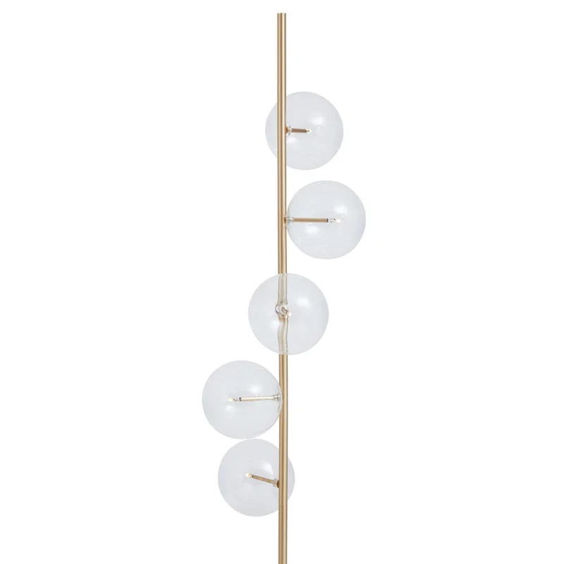 Abira White Marble and Brass Finish 5 Bulb Floor Lamp