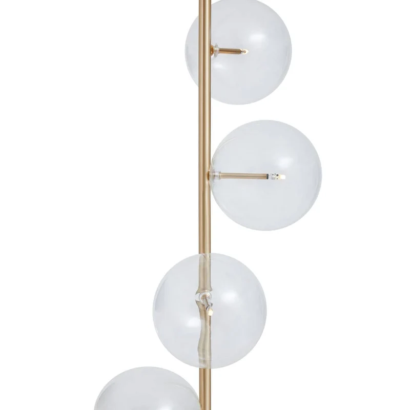 Abira White Marble and Brass Finish 5 Bulb Floor Lamp