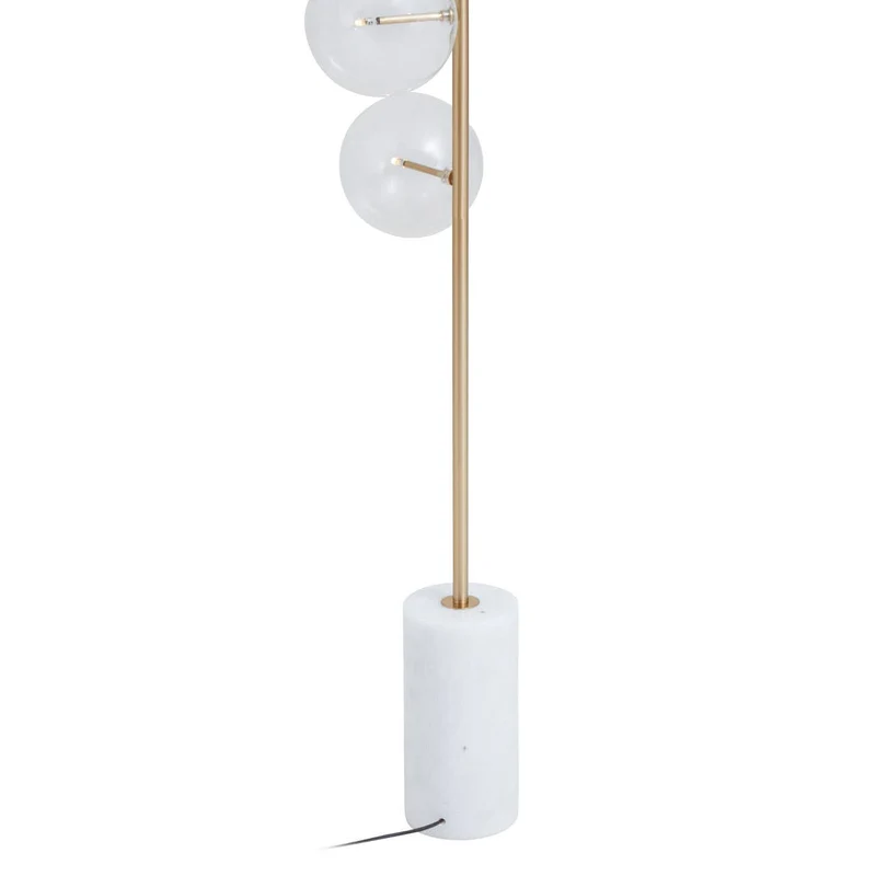 Abira White Marble and Brass Finish 5 Bulb Floor Lamp