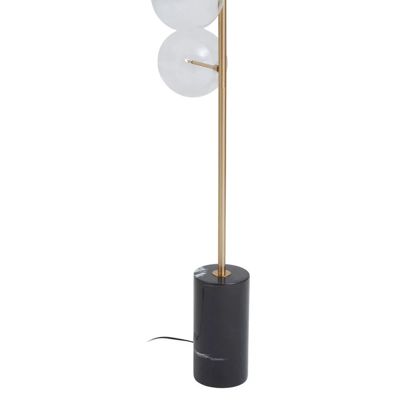 Abira Black Marble and Brass 5 Bulb Floor Lamp
