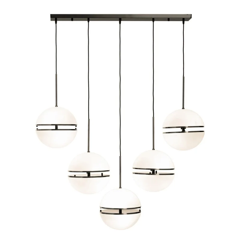 Abira Five Ball Matt Black Pendant Light