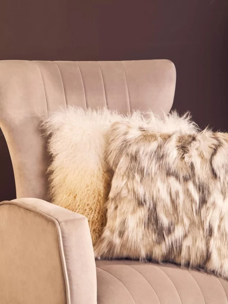 Bosie Real Mongolian Fur Natural Ombre Square Cushion