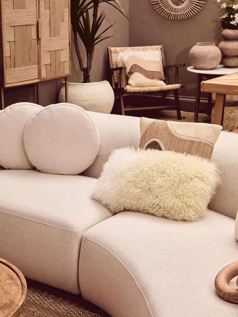 Bosie Real Mongolian Fur Natural Ombre Square Cushion